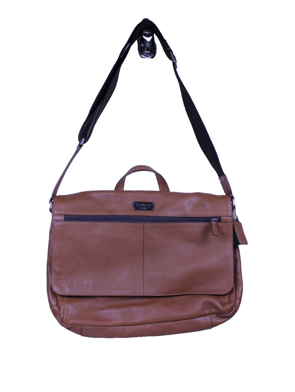 COACH Trans Atlantic Brown Pebbled Leather Messenger Bag Briefcase Laptop F70367